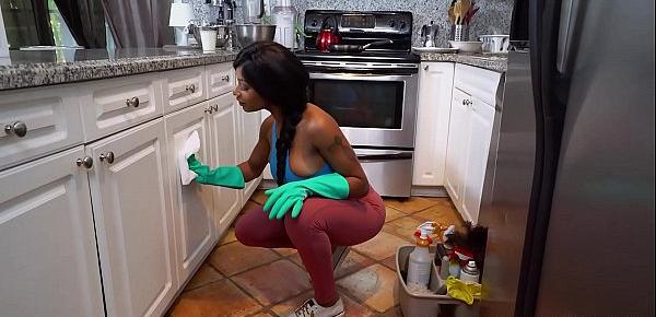  Lovely black maid cleaning my house